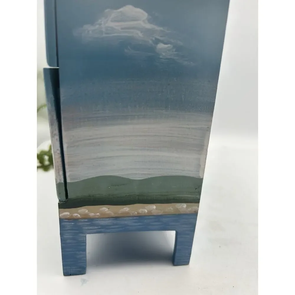 Nautical Lighthouse and Sailboat Mini Wooden Chest